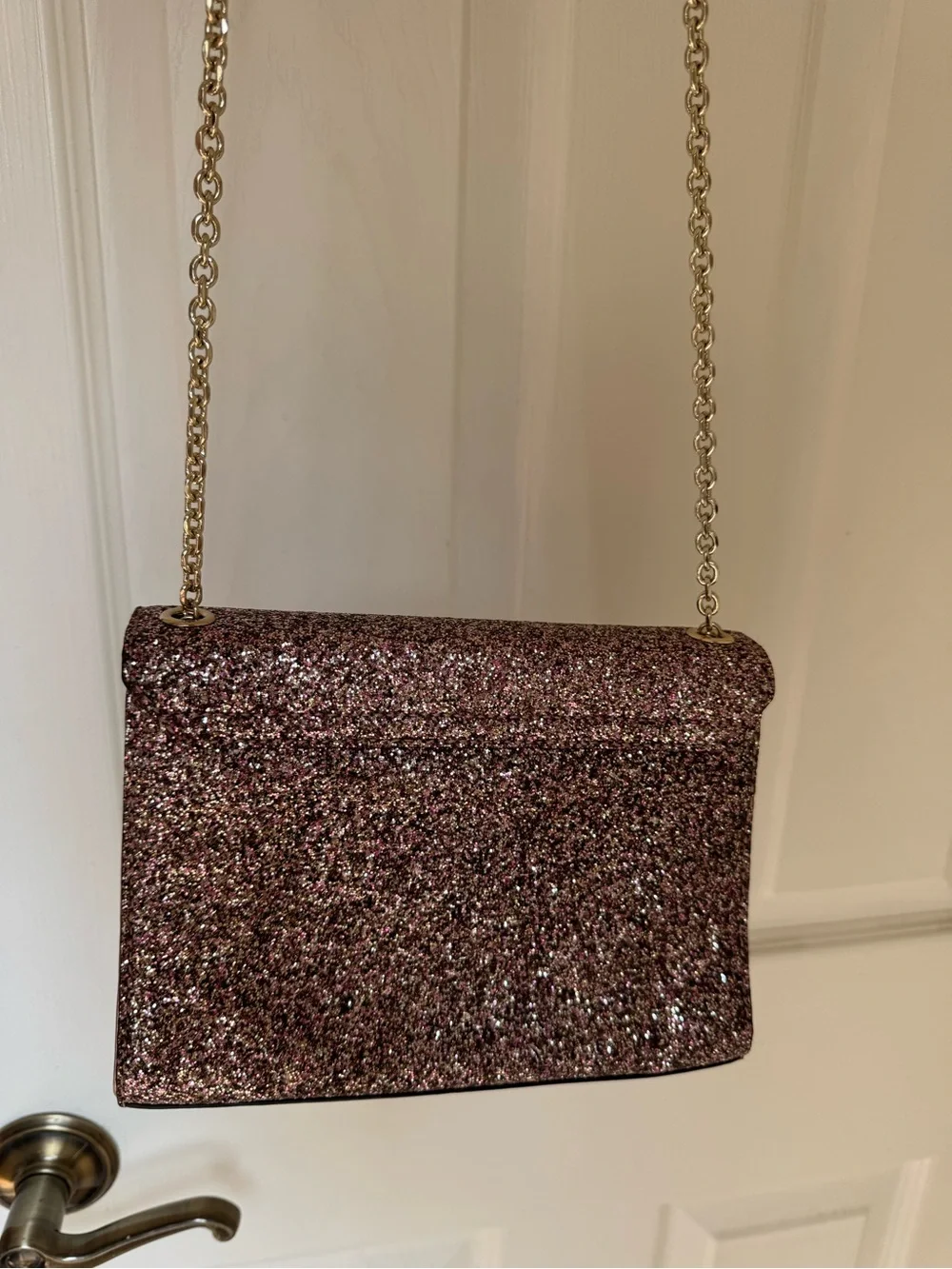 kate spade Pink Glitter Chain Crossbody with Gold Hardware